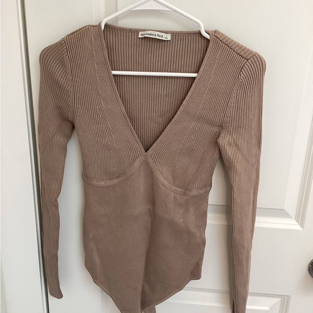 Abercrombie & Fitch Taupe Ribbed Top